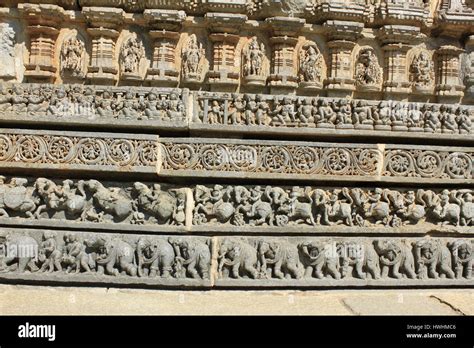 Stone Carvings On The Shrine Wall At Chennakesava Temple Hoysala