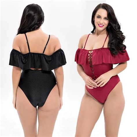 2018 One Piece Suits Ruffled Sexy Swimsuit Plus Large Size Ice Silk