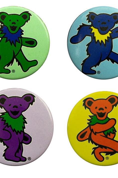 Grateful Dead Dancing Bear Button Set Shopperboard