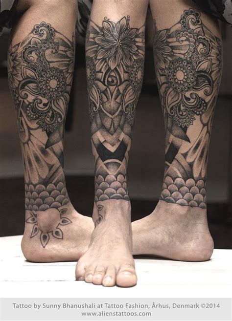 Calf Half Leg Sleeve Tattoo