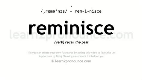 Pronunciation Of Reminisce Definition Of Reminisce Youtube