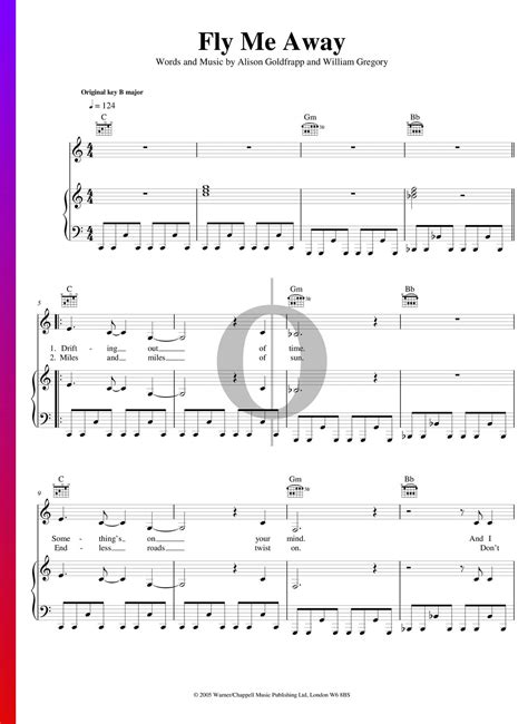 Fly Me Away Goldfrapp Piano Sheet Music Oktav