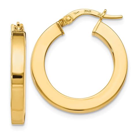 K Yellow Gold Earring Hoop Women S Mm Polished Earrings