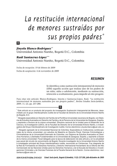 PDF International Restitution Of Minors Abducted By Their Own Parents