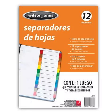 Separador Wilson Jones P Con Divisiones Pedidos