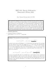 Hw Solution Eecs Discrete Mathematics Homework Winter