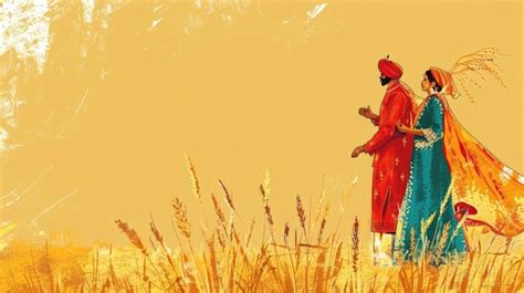 Premium Photo | Watercolor illustration Baisakhi Vaisakhi a Sikh couple in traditional outfits ...