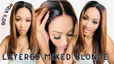 Limited Design Layered Cut Brown Mix Blonde Glueless 5x5 Lace Closure Wig Luv Me Hair Youtube