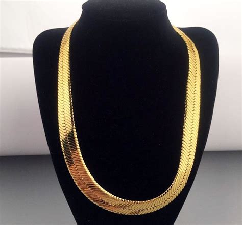 22mm 10k Yellow Gold Herringbone Necklace Chain 26 32 Inches Jawa