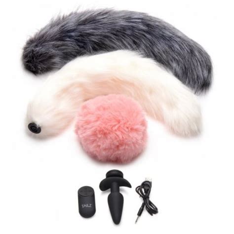 Tailz Vibrating Silicone Anal Plug And 3 Tails With Remote Control Set