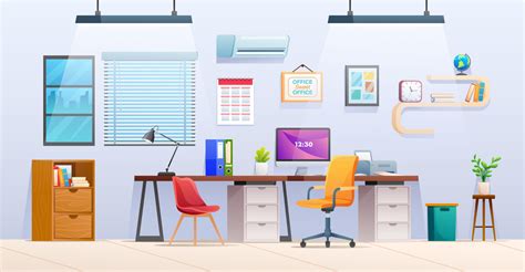 Office Workstation Interior Design Cartoon 6696207 Vector Art At Vecteezy