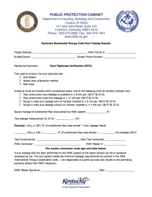 KY Residential Energy Code Duct Testing Results 2015 2025 Fill And