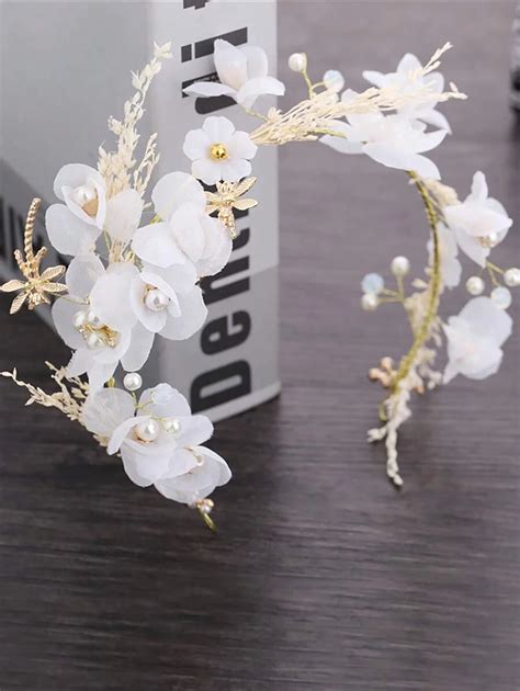 Flower Faux Pearl Decor Headband Elegant Shein Usa