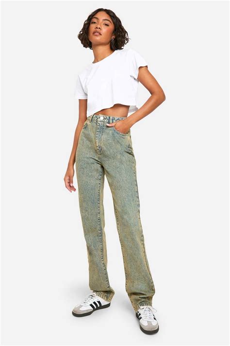 Tall Basics High Waisted Straight Leg Jeans Boohoo Uk