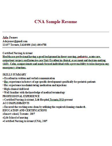 CNA Resume 16 Examples Word Apple Pages DOC Format How To Make PDF