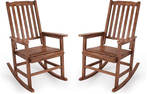 Cozyman Outdoor Rocking Chairs Set Of 2 Oversized Wooden