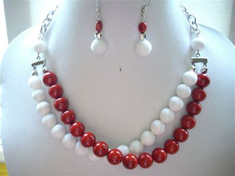 Red And White Fossil Bead Double Strand By Designsbypattilynn 6000 Jewelry Making Jewelry