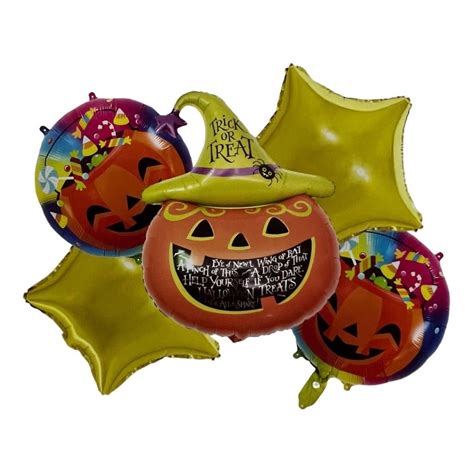 Kit Balão Metalizado Bexiga Abobora Estrela Halloween 5 Pçs Shopee Brasil