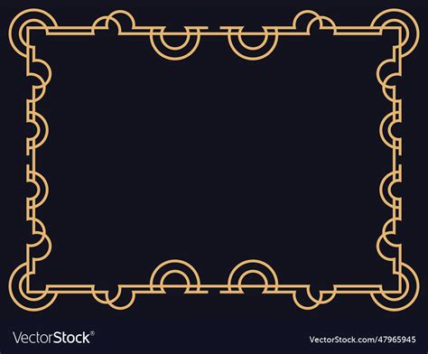 Art deco frame vintage linear border in gold Vector Image