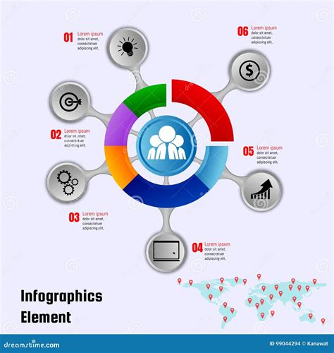 Infographics设计传染媒介和营销象可以为与6个选择、步或者过程的企业概念使用 向量例证 插画 包括有 营销 进程 99044294