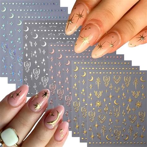 Amazon SPLOCUDU 12 Sheets Star Nail Art Stickers 3D Self Adhesive