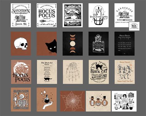 Hocus Pocus Vintage Halloween Wall Art Printable Gallery Wall Set Hocus