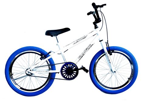 Bicicleta Aro 20 Tipo Cross Free Style Bmx Branca Azul Ello Bike