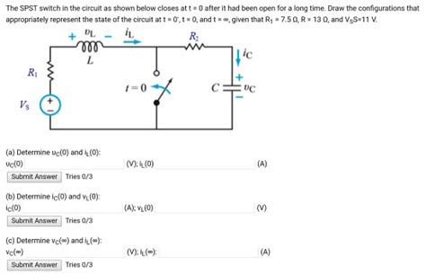 Solved The Spst Switch In The Circuit As Shown Below Closes Chegg