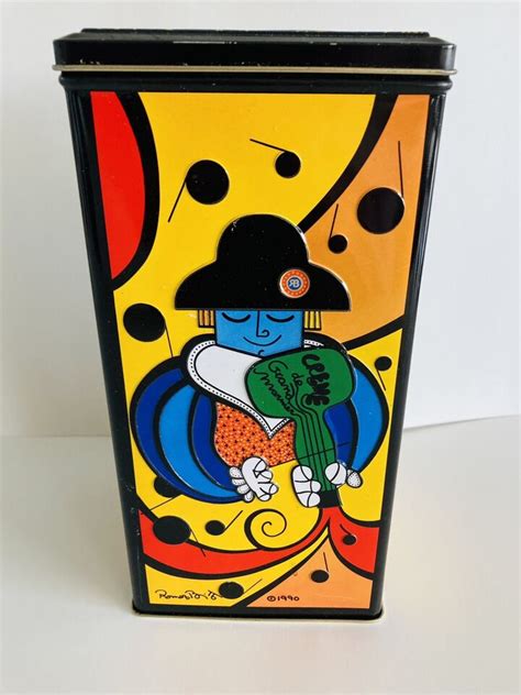 VTG TIN 1990 Creme De Grand Marnier Liqueur Romero Britto Pop Art Tin 9