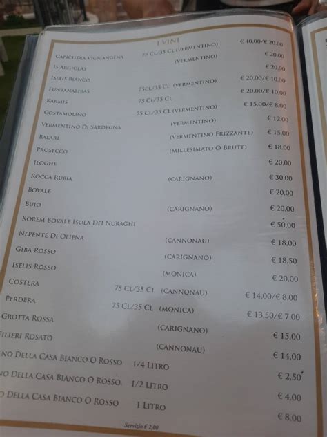 Menu Da Pizzeria Bisteccheria La Fontanella Quartu Sant Elena