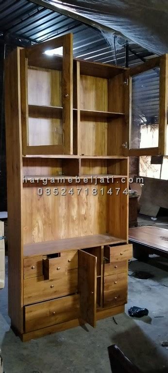 Almari Dapur Lemari Ruang Dapur Minimalis Kayu Jati Hmj Cf 01