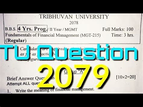 TU FINANCE Question Bbs 2nd Year 2079 Bbs 2nd Year Finance Question