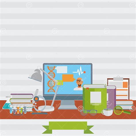 Science Concept Illustration In Flat Design Style Stock Vector