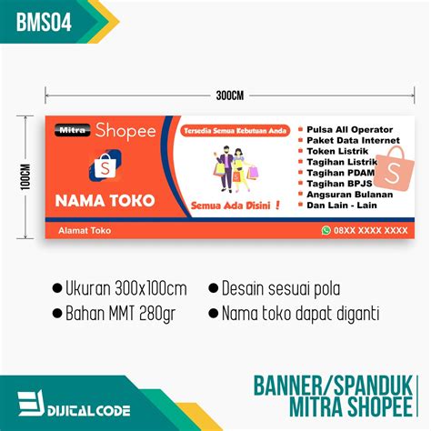 Jual BMS04 Spanduk Banner Mitra Shopee 300x100cm Shopee Indonesia