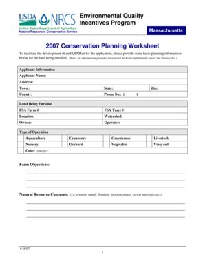 Fillable Online Nrcs Usda Planning Worksheet Natural Resources