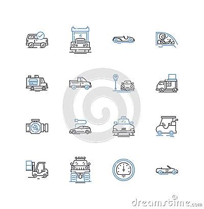 Taxi And Ride Hailing Line Icons Collection Uber Cab Lyft Taximeter