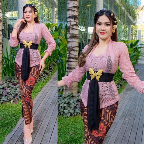 Jual Setelan Kebaya Bali Modern Brokat Malika Kancing Kait Dan Rok