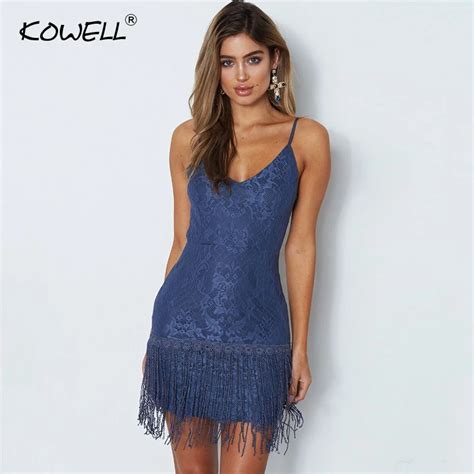 Buy Tassel Spaghetti Strap Sexy Mini Dress Summer Lace