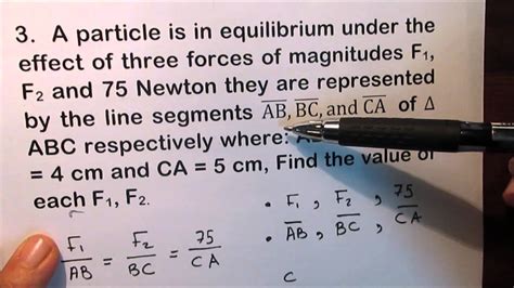 The Equilibrium Of A Body Under The Action Of Three Forces Rule 2 Youtube