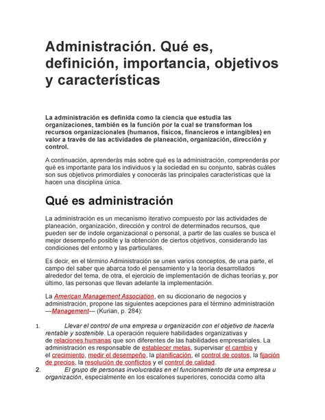 Administración y su Importancia Administración Qué es definición