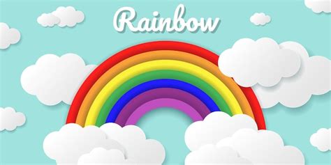 Premium Vector Rainbow And Clouds In The Sky Vector Illustration