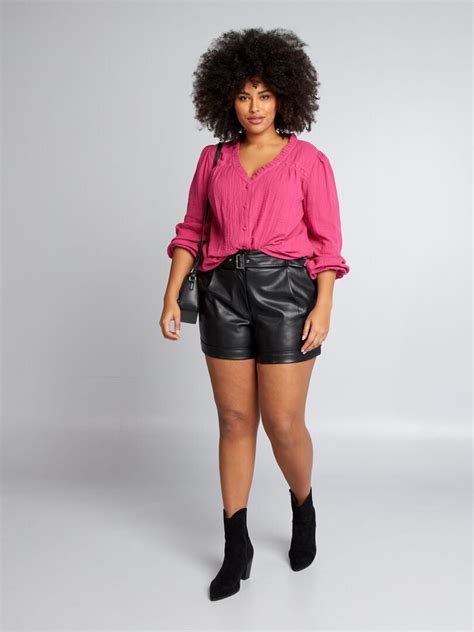 Blouse en gaze de coton à col volanté Rose Kiabi 22 00