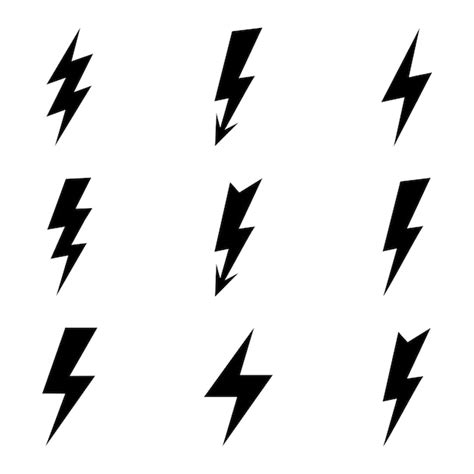 Premium Vector Lightning Set Flat Yellow Lightning Or Thunderbolt