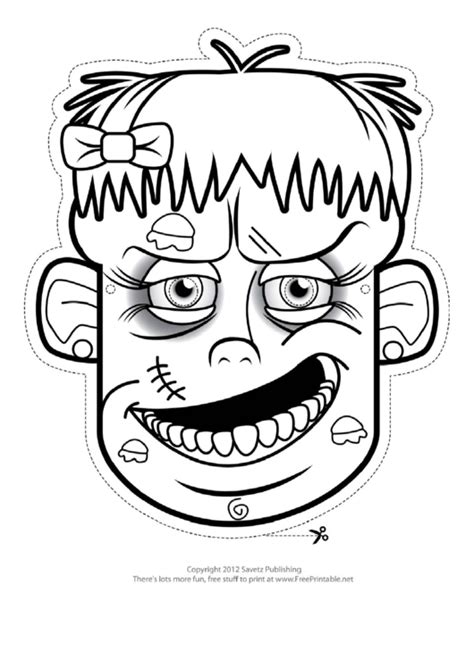 Zombie Female Mask Outline Template Printable Pdf Download