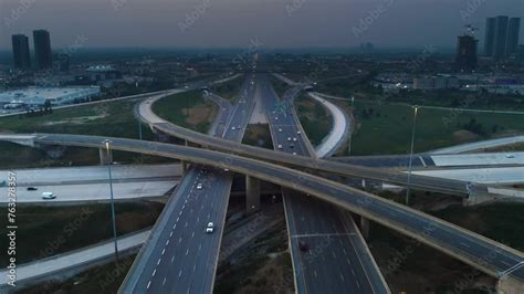 Stockvideon Cars Navigating Multi Level Interchange In America Evening