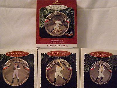 HALLMARK ORNAMENTS LOT OF 4 LOU GEHRIG BABE RUTH JACKIE ROBINSON