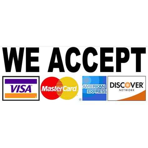 We Accept Visa Mastercard American Express Discover Card Decal ...