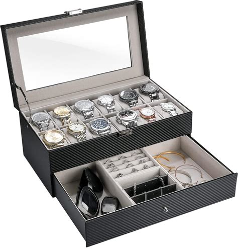 Procase Schichten Uhrenbox Schmuck Uhr Aufbewahrungsbox Mit