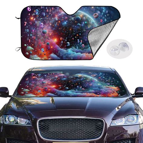 Jgfou Outer Space Floating Numbers And Letters Windshield Sun Shades