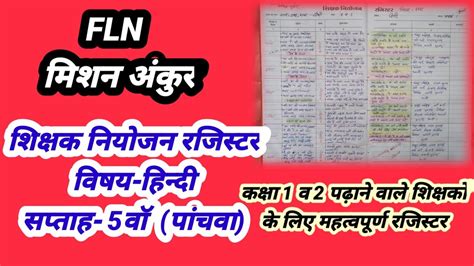 शिक्षक नियोजन रजिस्टर। विषय हिन्दी । सप्ताह 5वां । Shikshak Niyojan Register । Youtube